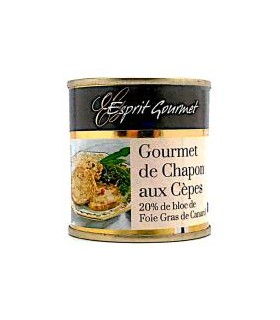 GOURMET DE CHAPON AU FOIE GRAS ET AUX CEPES BOITE 100G