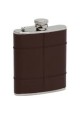 FLASQUE CUIR MARRON COUSU  INOX17CL